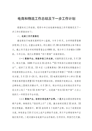 电商和物流工作总结及下一步工作计划.docx