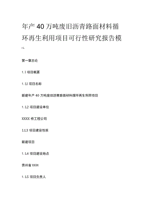 废旧沥青路面材料循环再生利用项目可行性研究报告模板.docx