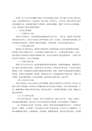 2023年主题教育专题民主生活会班子对照检查材料.docx