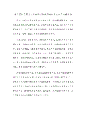 学习贯彻在黑龙江考察讲话加快形成新质生产力心得体会.docx