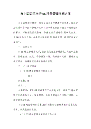市中医医院推行6S精益管理实施方案.docx