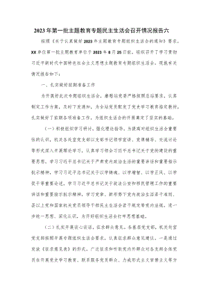 2023年第一批主题教育专题民主生活会召开情况报告六.docx
