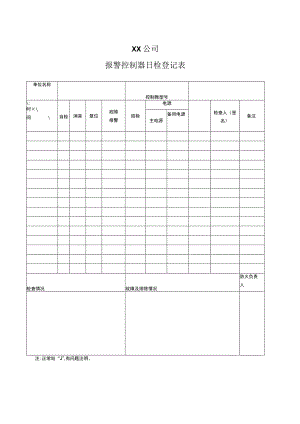 XX公司报警控制器日检登记表（2023年）.docx