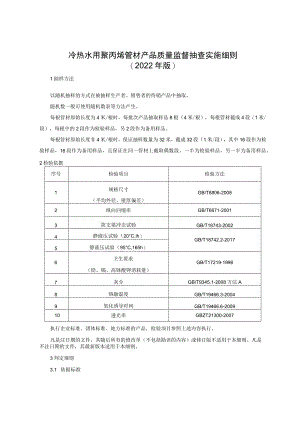 冷热水用聚丙烯管材产品质量监督抽查实施细则（2022年版）.docx