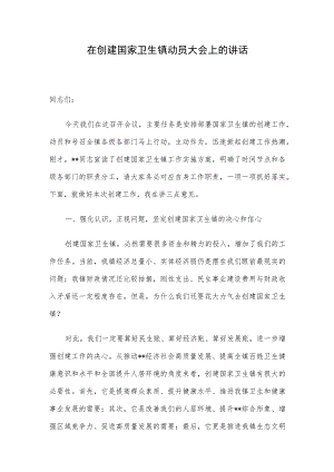 在创建国家卫生镇动员大会上的讲话.docx