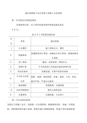 城市道路地下综合管廊工程施工应急预案.docx