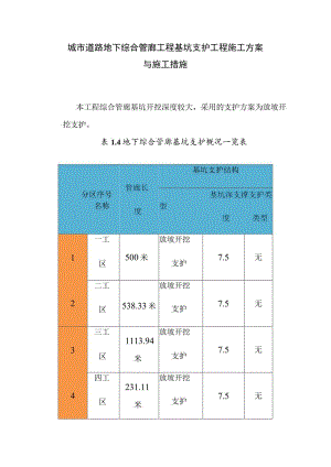 城市道路地下综合管廊工程基坑支护工程施工方案与施工措施.docx