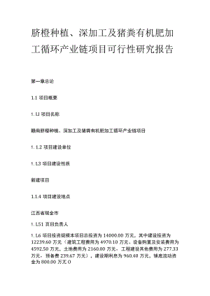 脐橙种植深加工及猪粪有机肥加工循环产业链项目可行性研究报告模板.docx