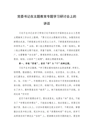党委书记在主题教育专题学习研讨会上的讲话.docx
