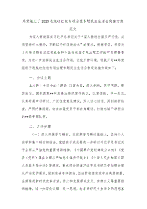 局党组班子2023违规收红包专项治理专题民主生活会实施方案范文.docx