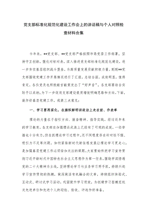 党支部标准化规范化建设工作会上的讲话稿与个人对照检查材料合集.docx