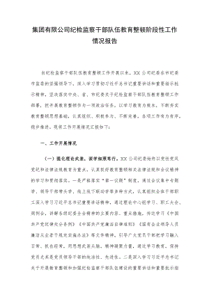集团有限公司纪检监察干部队伍教育整顿阶段性工作情况报告.docx