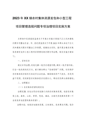 2023年XX镇农村集体资源发包和小型工程项目管理违规问题专项治理项目实施方案.docx