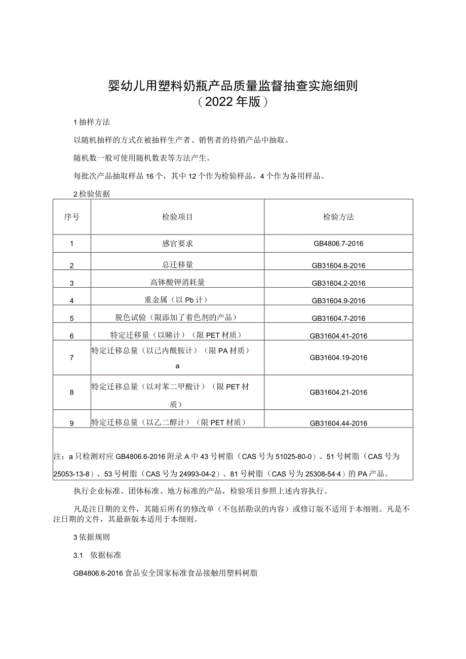 婴幼儿用塑料奶瓶产品质量监督抽查实施细则(2022年版).docx_第1页