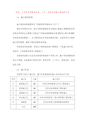 设备、人员动员周期和设备、人员、材料运到施工现场的方法.docx