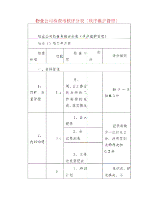 物业公司检查考核评分表（秩序维护管理）.docx