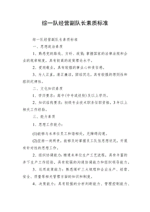 综一队经营副队长素质标准.docx