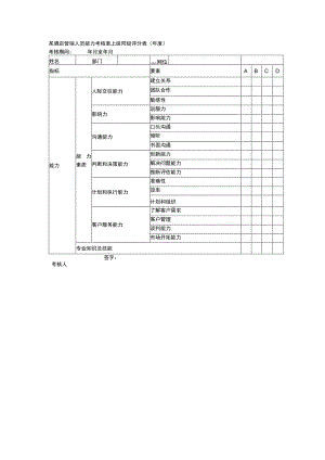 某酒店营销人员能力考核表上级同级评分表(年度).docx
