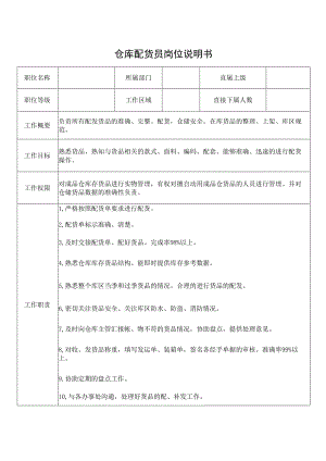 仓库配货员岗位说明书.docx