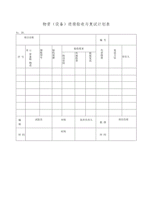 物资（设备）进场验收与复试计划表.docx
