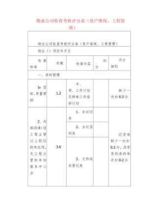 物业公司检查考核评分表（资产维保、工程管理）.docx