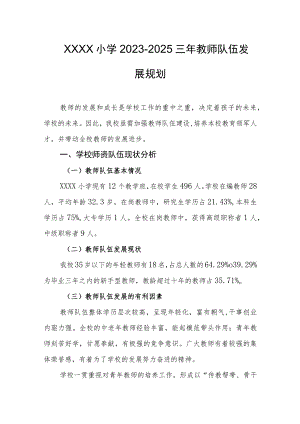 小学2023-2025三年教师队伍发展规划.docx