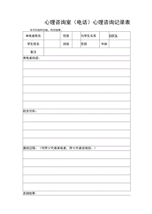 心理咨询室（电话）心理咨询记录表.docx