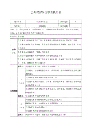 公共课部岗位职责说明书.docx