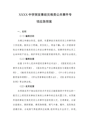 中学突发事故灾难类公共事件专项应急预案.docx
