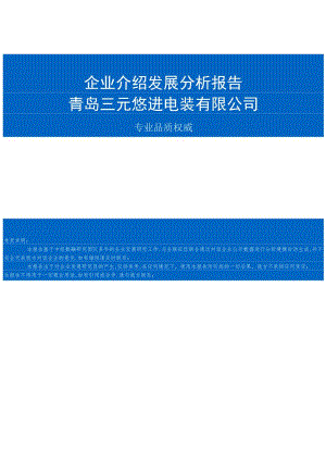 青岛三元悠进电装有限公司介绍企业发展分析报告.docx