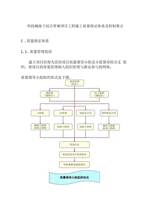 科技城地下综合管廊项目工程施工质量保证体系及控制要点.docx