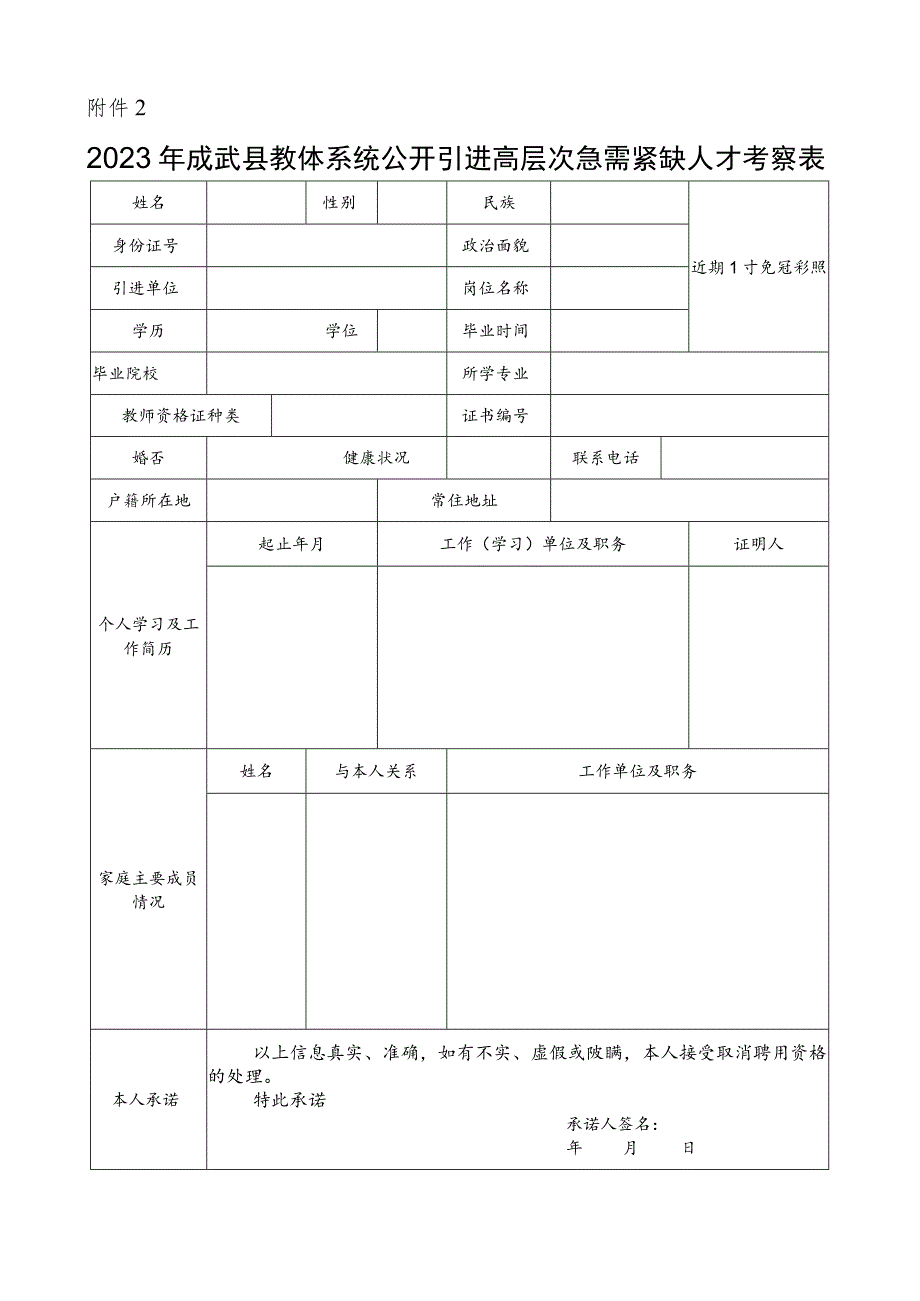 菏泽市巨野县事业单位招聘人员考察表.docx_第1页
