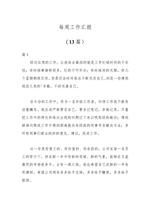（13篇）每周工作汇报.docx