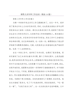销售人员年终工作总结（精品14篇）.docx