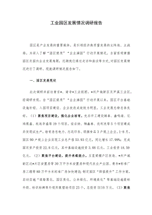 工业园区发展情况调研报告.docx