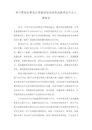 （2篇）学习贯彻在黑龙江考察讲话加快形成新质生产力心得体会+新时代推动东北全面振兴心得体会.docx