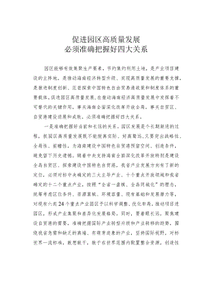 促进园区高质量发展必须准确把握好四大关系.docx
