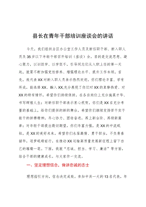 县长在青年干部培训座谈会的讲话.docx