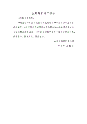生铅锌矿停工报告.docx