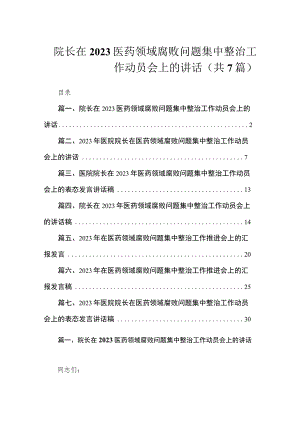 （7篇）院长在2023医药领域腐败问题集中整治工作动员会上的讲话.docx