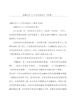 金融行业个人工作总结范文（19篇）.docx