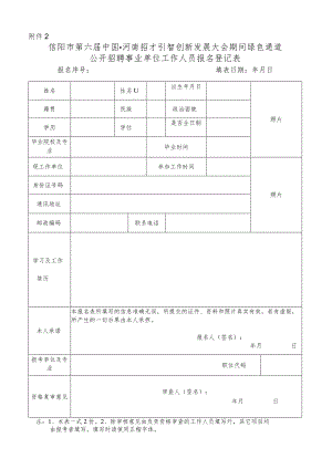信阳市事业单位公开招聘工作人员报名登记表.docx