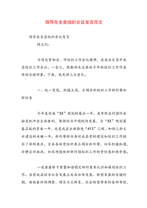 领导在全县组织会议发言范文.docx