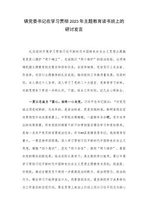 镇党委书记在学习贯彻2023年主题教育读书班上的研讨发言.docx