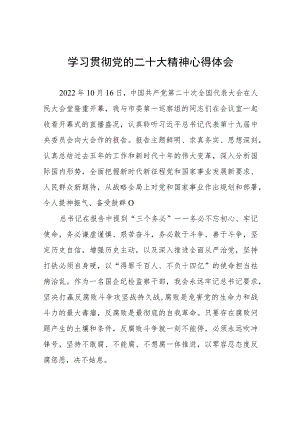 纪检监察干部关于学习贯彻党的二十大精神交流发言材料六篇.docx