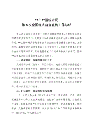 （区统计局）第五次全国经济普查宣传工作总结.docx