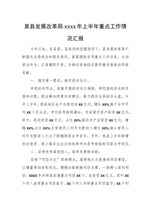 某县发展改革局2023年上半年重点工作情况汇报.docx
