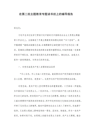 在第二批主题教育专题读书班上的辅导报告 .docx