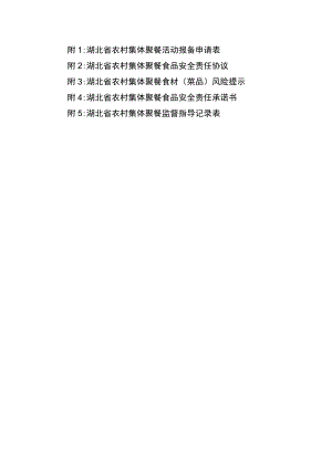 湖北省农村集体聚餐活动报备申请表、食品安全责任协议、风险提示、承诺书、现场检查指导记录表.docx