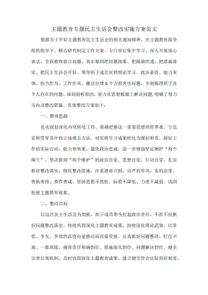 主题教育专题民主生活会整改实施方案范文.docx